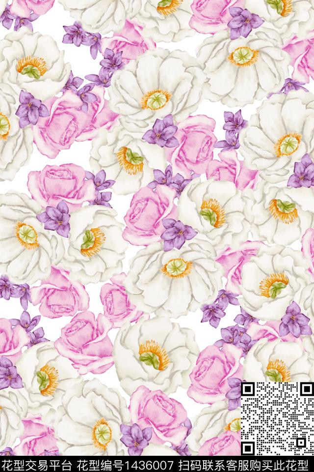 花卉大牌风小碎花数码印花华亿平台下载（图片编号: 1436007） - 瓦栏（Walan）