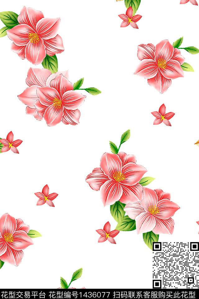 文艺花卉春夏华亿平台数码印花华亿平台下载（图片编号: 1436077） - 瓦栏（Walan）