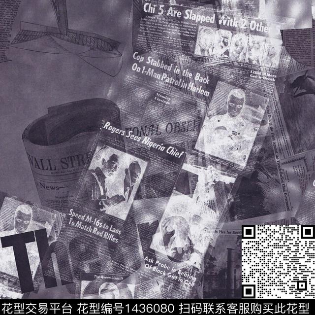 字母YOHJIYAMAMOTO报纸数码印花华亿平台下载（图片编号: 1436080） - 瓦栏（Walan）