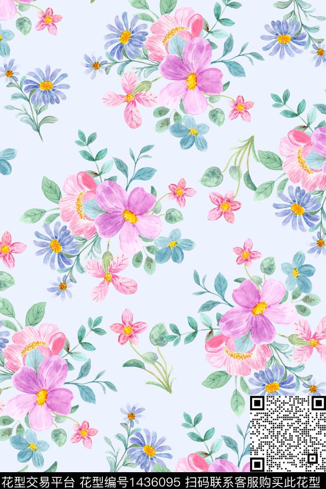 花卉大牌风小碎花数码印花华亿平台下载（图片编号: 1436095） - 瓦栏（Walan）