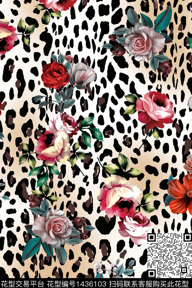 豹纹玫瑰花中老年数码印花华亿平台下载（图片编号: 1436103） - 瓦栏（Walan）