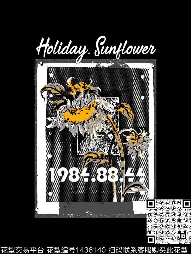 向日葵字母复古传统印花华亿平台下载（图片编号: 1436140） - 瓦栏（Walan）