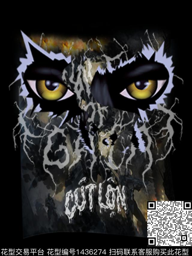 眼睛趋势华亿平台胸前独幅传统印花华亿平台下载（图片编号: 1436274） - 瓦栏（Walan）