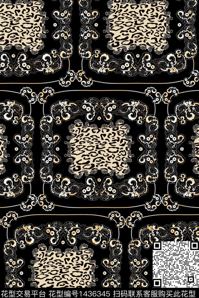 几何豹纹大牌风数码印花华亿平台下载（图片编号: 1436345） - 瓦栏（Walan）