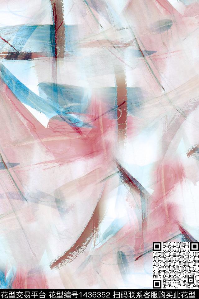 肌理抽象花卉大牌风数码印花华亿平台下载（图片编号: 1436352） - 瓦栏（Walan）