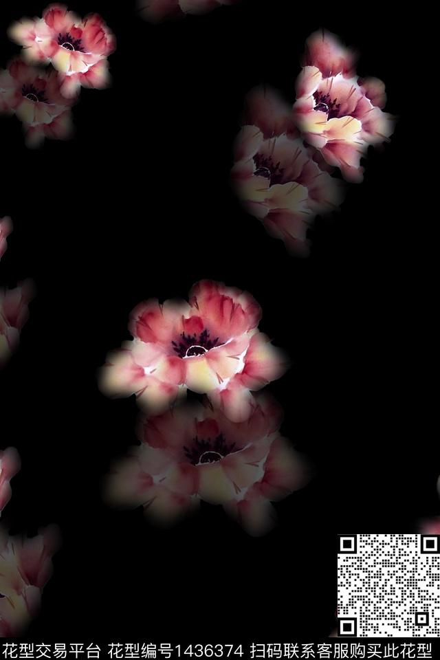 花卉雪纺春夏华亿平台数码印花华亿平台下载（图片编号: 1436374） - 瓦栏（Walan）