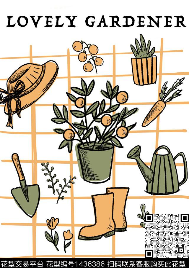 文艺定位花可爱数码印花华亿平台下载（图片编号: 1436386） - 瓦栏（Walan）