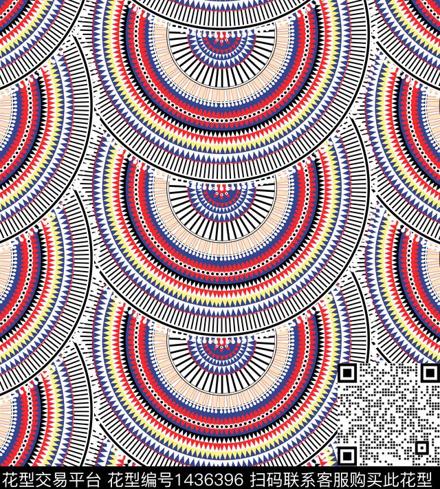 几何民族风圆形传统印花华亿平台下载（图片编号: 1436396） - 瓦栏（Walan）