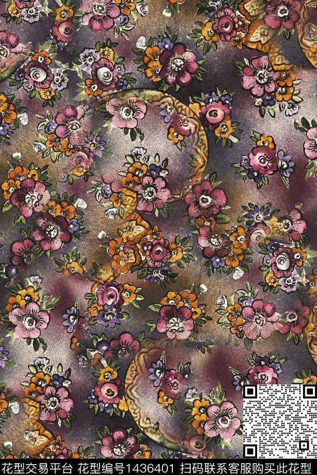 肌理花卉大牌风数码印花华亿平台下载（图片编号: 1436401） - 瓦栏（Walan）