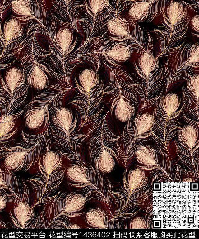 数码华亿平台羽毛肌理数码印花华亿平台下载（图片编号: 1436402） - 瓦栏（Walan）