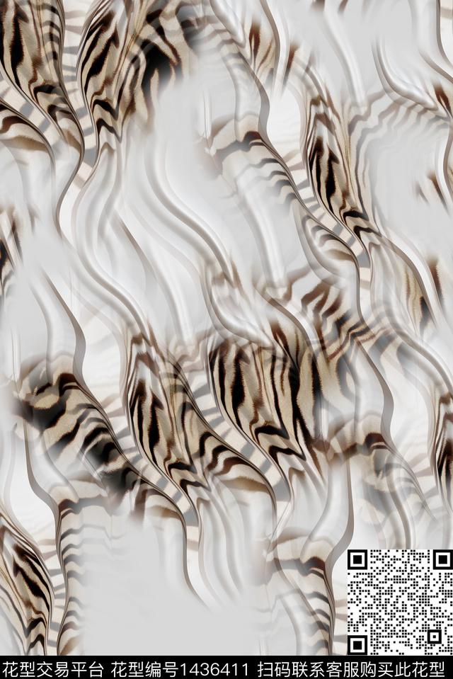 连衣裙肌理豹纹数码印花华亿平台下载（图片编号: 1436411） - 瓦栏（Walan）