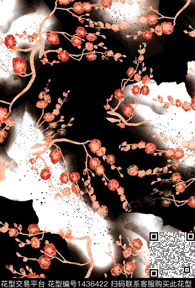 定位花扎染华亿平台花卉数码印花华亿平台下载（图片编号: 1436422） - 瓦栏（Walan）