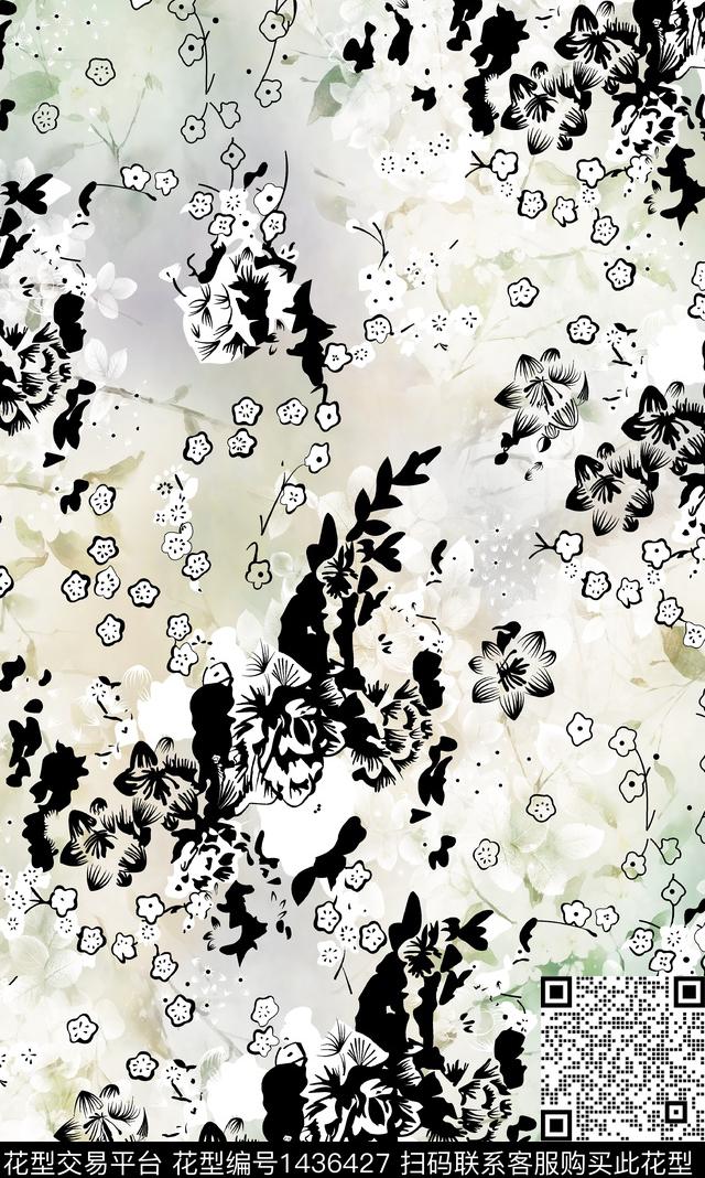 定位花扎染华亿平台花卉数码印花华亿平台下载（图片编号: 1436427） - 瓦栏（Walan）