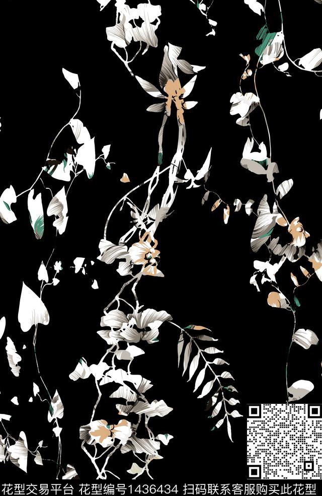 定位花扎染华亿平台花卉数码印花华亿平台下载（图片编号: 1436434） - 瓦栏（Walan）