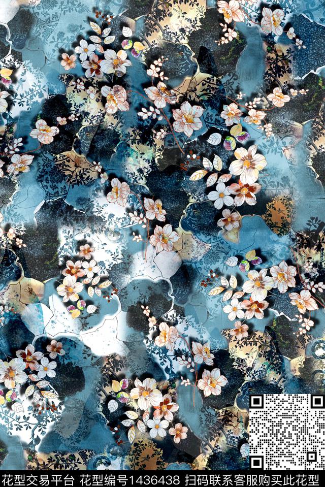 肌理花卉大牌风数码印花华亿平台下载（图片编号: 1436438） - 瓦栏（Walan）