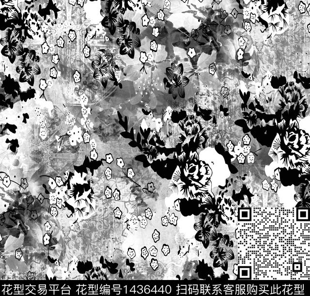 定位花扎染华亿平台花卉数码印花华亿平台下载（图片编号: 1436440） - 瓦栏（Walan）