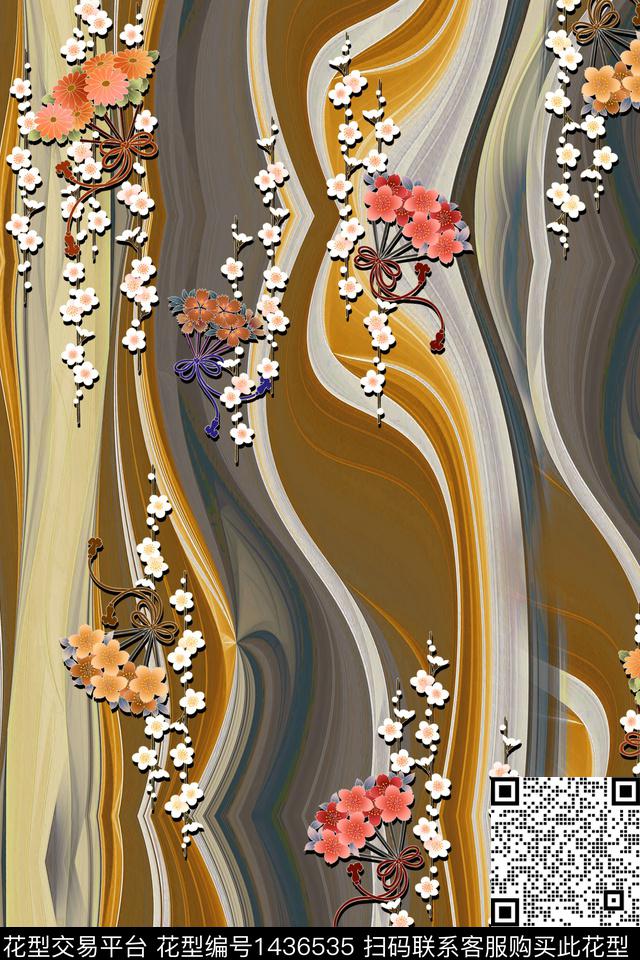 真丝中国风几何底纹花数码印花华亿平台下载（图片编号: 1436535） - 瓦栏（Walan）