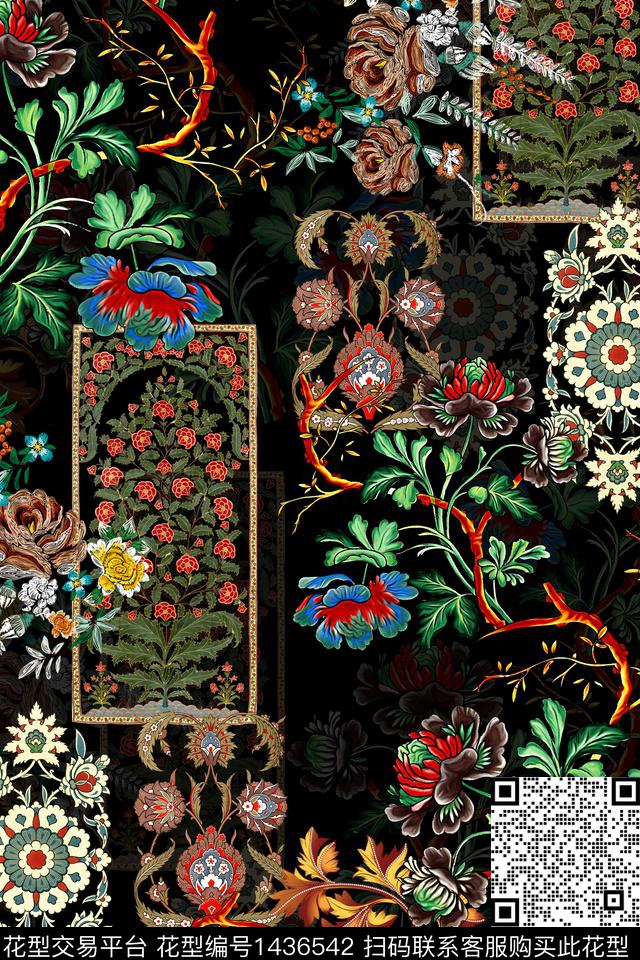 时尚民族风真丝数码印花华亿平台下载（图片编号: 1436542） - 瓦栏（Walan）