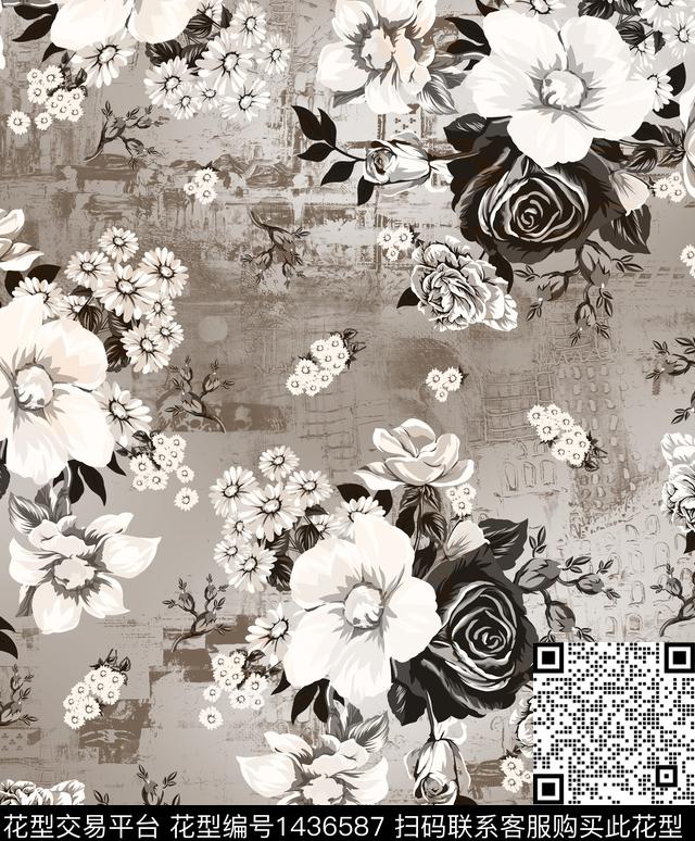 定位花几何扎染华亿平台数码印花华亿平台下载（图片编号: 1436587） - 瓦栏（Walan）