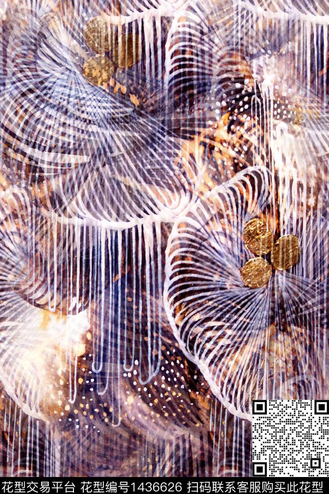 炫彩线条肌理数码印花华亿平台下载（图片编号: 1436626） - 瓦栏（Walan）