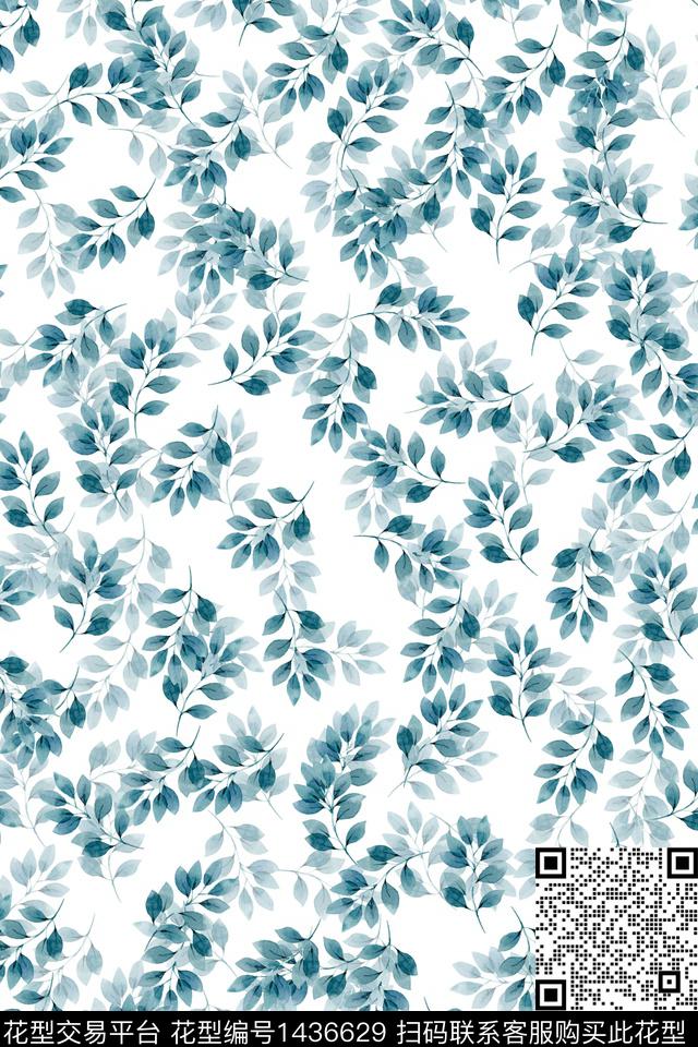 绿植树叶雪纺大牌风数码印花华亿平台下载（图片编号: 1436629） - 瓦栏（Walan）
