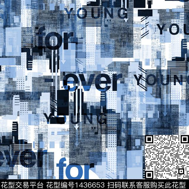 字母时尚抽象男装数码印花华亿平台下载（图片编号: 1436653） - 瓦栏（Walan）