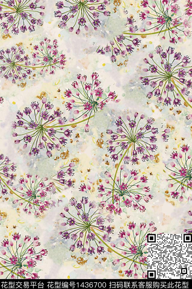 肌理花卉手绘数码印花华亿平台下载（图片编号: 1436700） - 瓦栏（Walan）