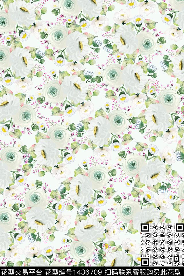 花卉大牌风小碎花数码印花华亿平台下载（图片编号: 1436709） - 瓦栏（Walan）