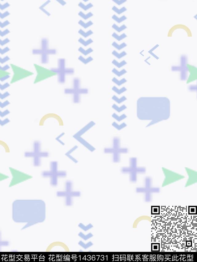 时尚几何小清新数码印花华亿平台下载（图片编号: 1436731） - 瓦栏（Walan）