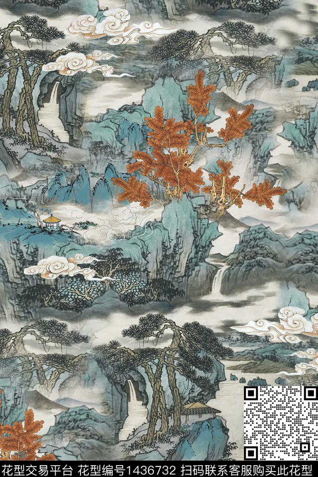 香云纱国画中国风数码印花华亿平台下载（图片编号: 1436732） - 瓦栏（Walan）