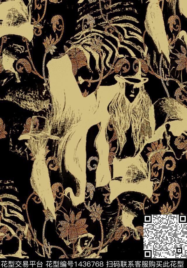 衬衫男装抽象男装数码印花华亿平台下载（图片编号: 1436768） - 瓦栏（Walan）