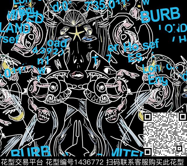 趋势华亿平台涂鸦男装数码印花华亿平台下载（图片编号: 1436772） - 瓦栏（Walan）