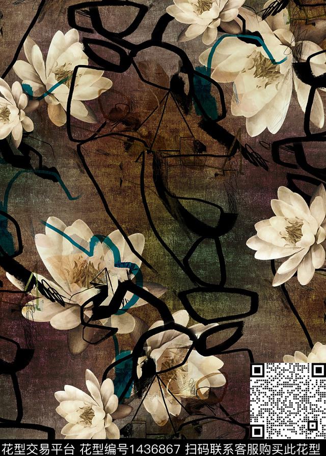 荷花香云纱中老年数码印花华亿平台下载（图片编号: 1436867） - 瓦栏（Walan）