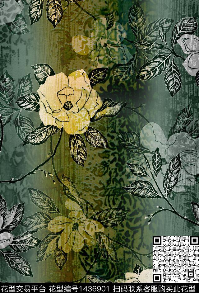 连衣裙女装花卉传统印花华亿平台下载（图片编号: 1436901） - 瓦栏（Walan）