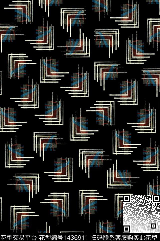 线条几何肌理数码印花华亿平台下载（图片编号: 1436911） - 瓦栏（Walan）
