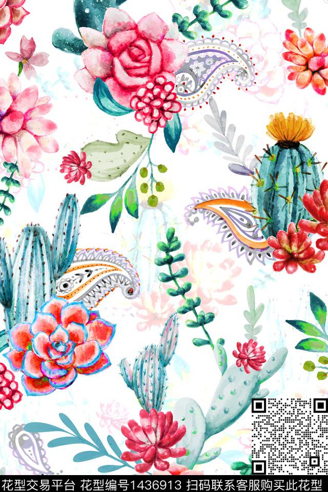 年轻女性大牌风抽象数码印花华亿平台下载（图片编号: 1436913） - 瓦栏（Walan）