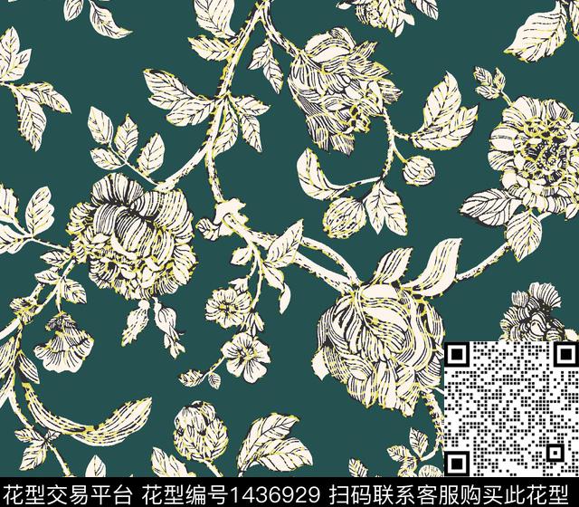 花卉植物中老年传统印花华亿平台下载（图片编号: 1436929） - 瓦栏（Walan）