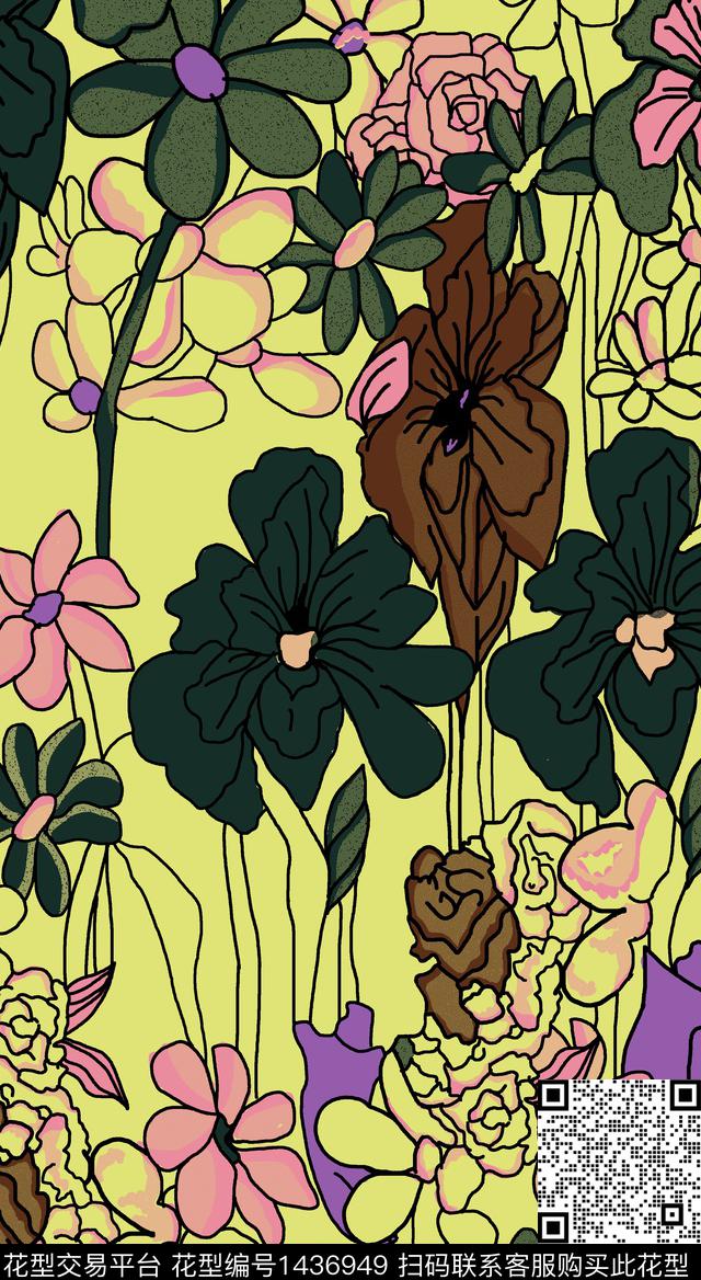 时尚民族风花卉数码印花华亿平台下载（图片编号: 1436949） - 瓦栏（Walan）