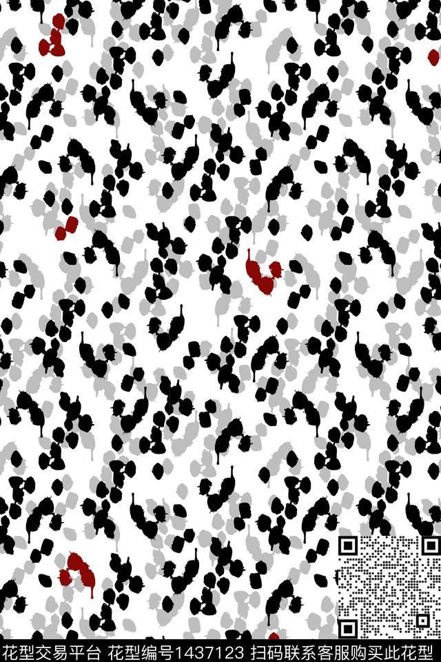 黑白华亿平台时尚复古数码印花华亿平台下载（图片编号: 1437123） - 瓦栏（Walan）