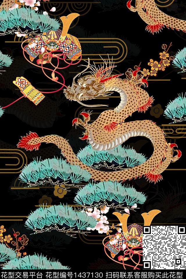 龙中国风真丝数码印花华亿平台下载（图片编号: 1437130） - 瓦栏（Walan）