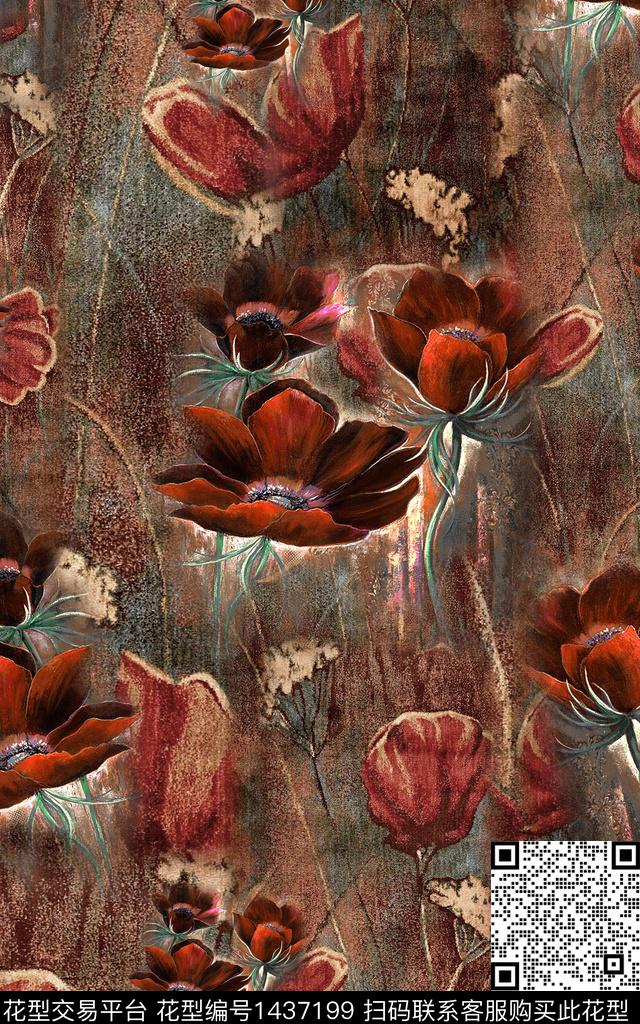 数码华亿平台肌理花卉数码印花华亿平台下载（图片编号: 1437199） - 瓦栏（Walan）