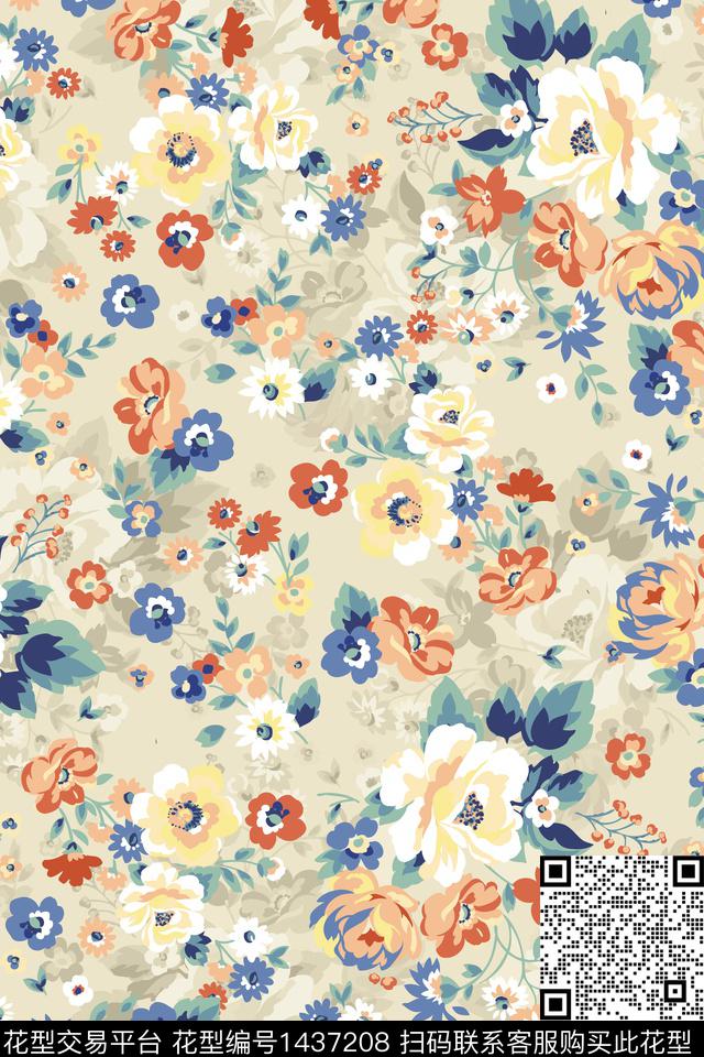 时尚民族风花卉数码印花华亿平台下载（图片编号: 1437208） - 瓦栏（Walan）