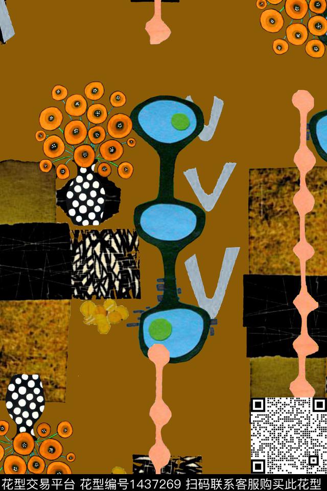 几何抽象艺术数码印花华亿平台下载（图片编号: 1437269） - 瓦栏（Walan）