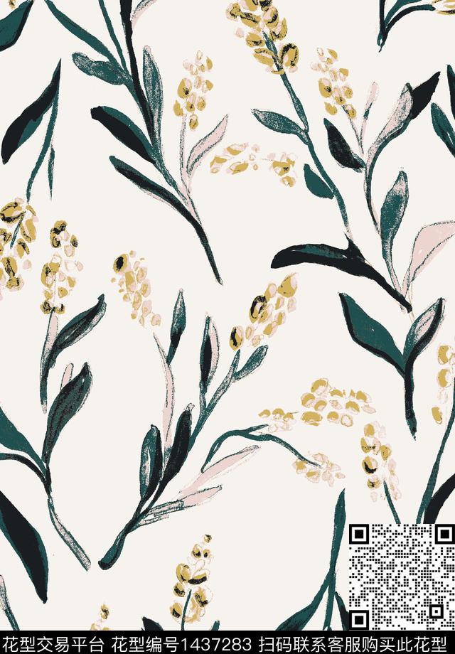 时尚小碎花手绘花卉数码印花华亿平台下载（图片编号: 1437283） - 瓦栏（Walan）
