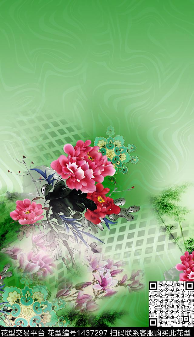 定位花复古花卉数码印花华亿平台下载（图片编号: 1437297） - 瓦栏（Walan）