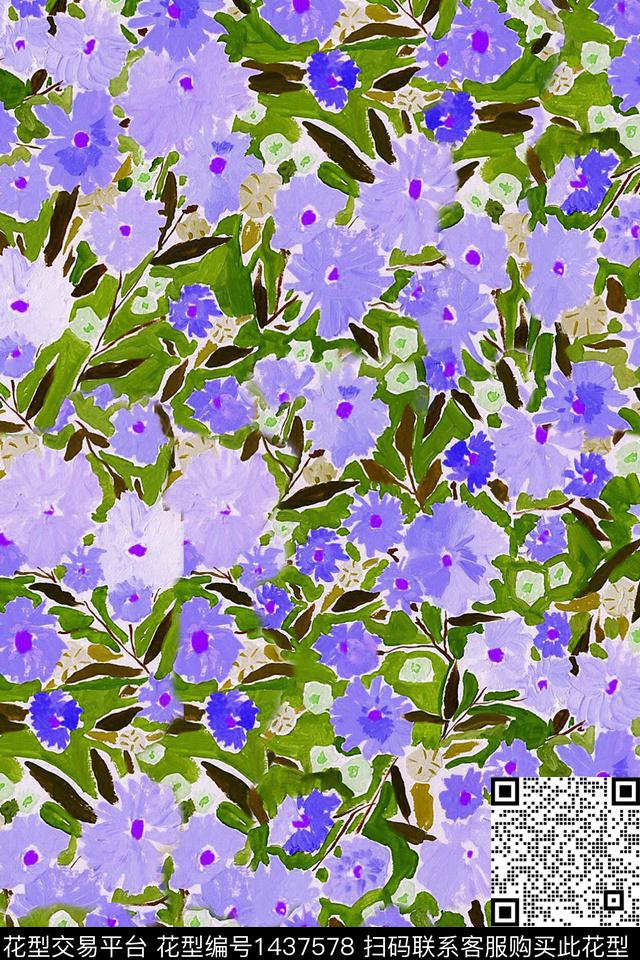 时尚肌理花卉数码印花华亿平台下载（图片编号: 1437578） - 瓦栏（Walan）