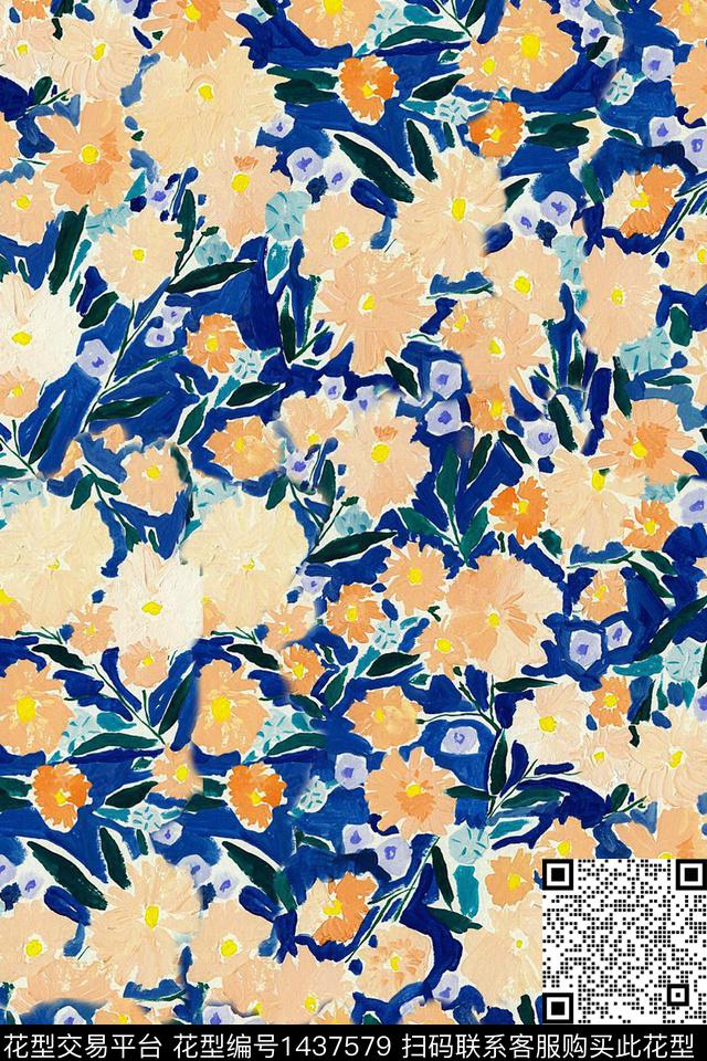 时尚肌理花卉数码印花华亿平台下载（图片编号: 1437579） - 瓦栏（Walan）