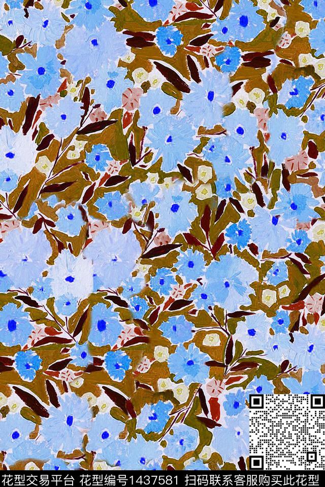时尚肌理花卉数码印花华亿平台下载（图片编号: 1437581） - 瓦栏（Walan）