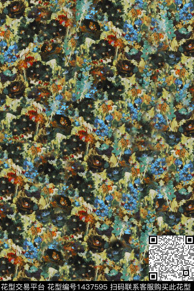 肌理油画华亿平台复古数码印花华亿平台下载（图片编号: 1437595） - 瓦栏（Walan）