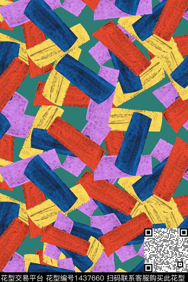 复古大牌风抽象数码印花华亿平台下载（图片编号: 1437660） - 瓦栏（Walan）